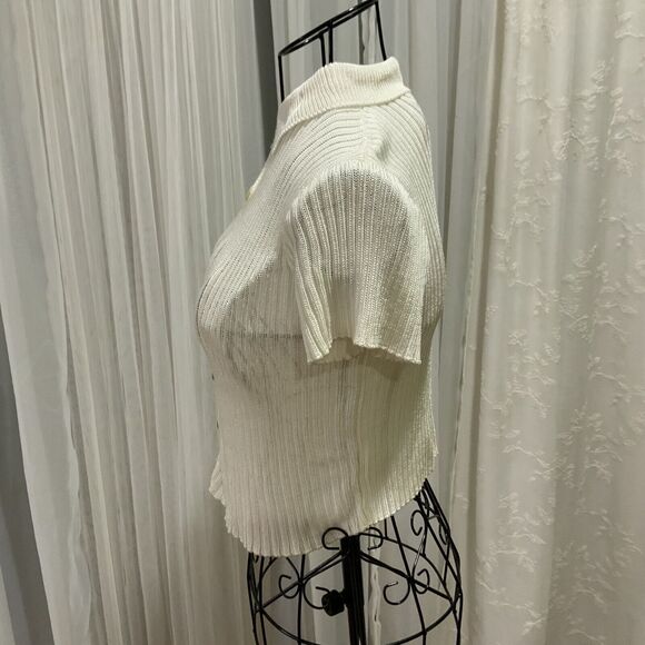 CALLE DEL MAR Short Sleeve Ribbed Cardigan Size S - Picture 2 of 6